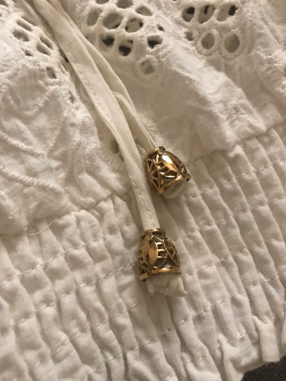 White Ruffled Eyelet Crop Top - Picture 6 of 8